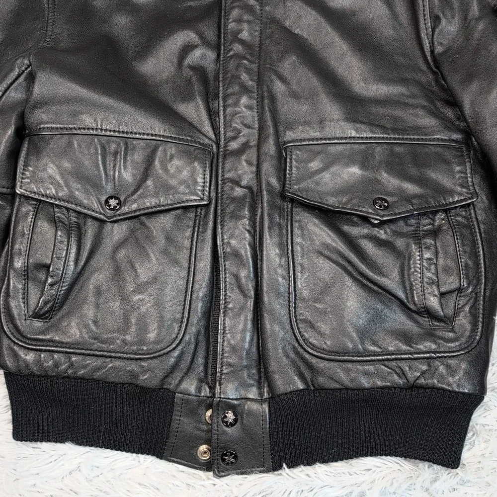 Vintage Yamaha‎ Jacket Mens 38 Black Leather Softshell Moto Elbow Padded Zip Up